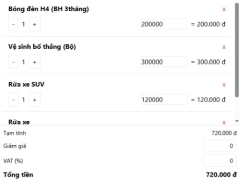 Code Ci4 quản lý tạo đơn hàng gara ô tô
