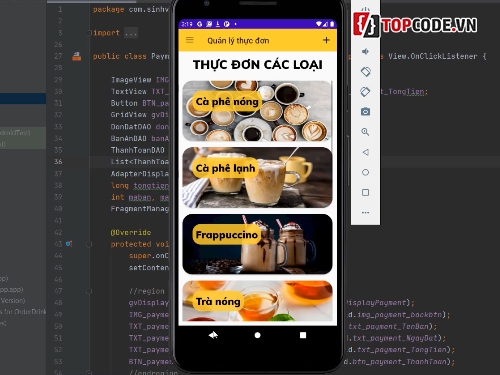 quản lý coffee,Đồ án Quản lý shop coffee SQLite,shop coffee,order coffee,đồ án tốt nghiệp android