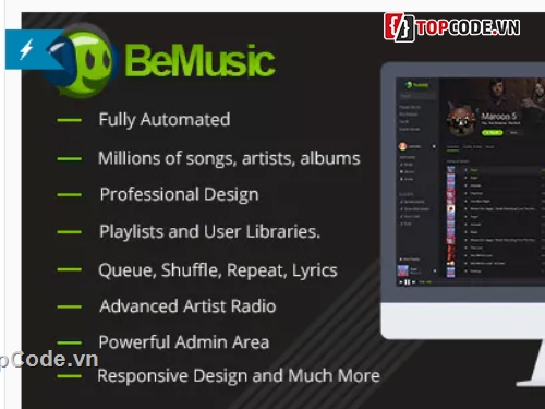 web nhạc,source code app music,BeMusic,Music Streaming Engine,website âm nhạc