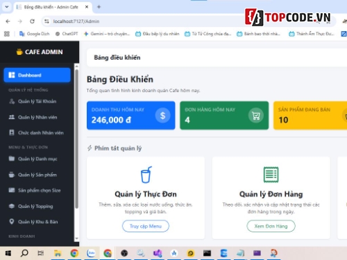 ASP.NET,MVC,Cafe,Website Quản lý Hệ thống,Website cafe