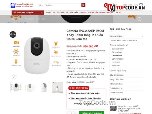 Code Bán Camera Giám Sát,Đẹp chuẩn seo,đẹp nhẹ,seo chuẩn thích hợp cho cửa hàng