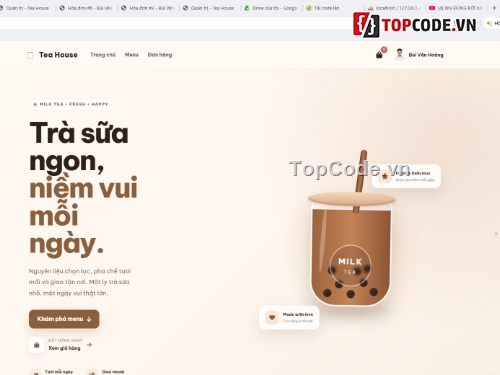 web bán trà sữa,quán lý quán trà sữa,code web bán trà sữa,Sharecode