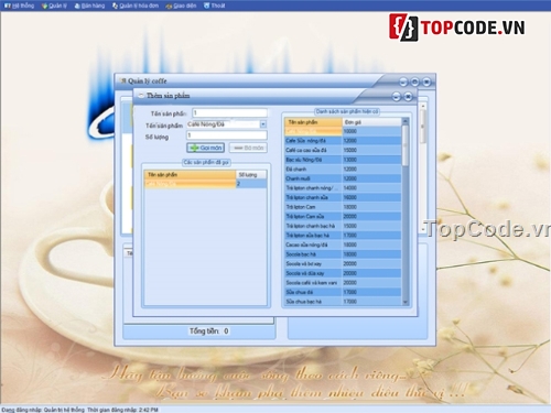code quản lý cafe,code quan ly,quản lý quán ăn,quản lý coffe,quản lý cà phê
