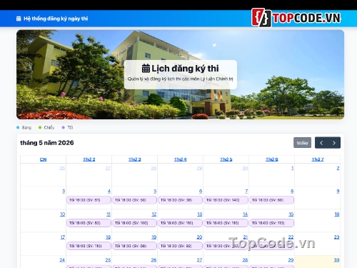 đăng ký,lịch thi,chọn lịch