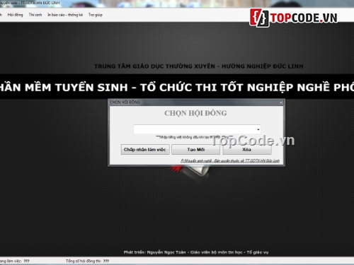 code quản lý thi cử,code quản lý thi nghề phổ thông,phần mềm giáo dục,phần mềm chất lượng