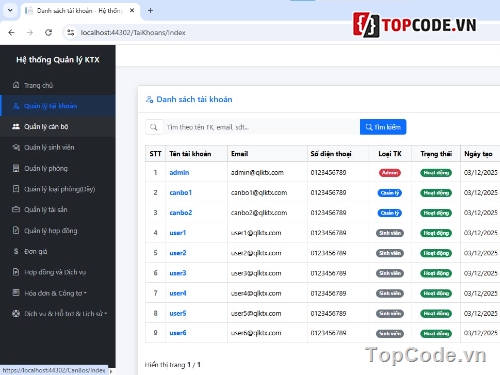 Quản lý ký túc xá,ASP.NET Core MVC,Đồ án tốt nghiệp,C#,Full source code,đồ án web asp.net
