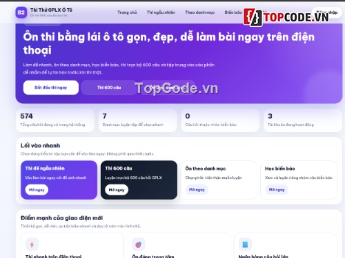 web,web app,lý thuyết thi bằng,xe ô tô,lái xe ô tô