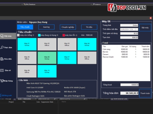 mô hình 3 lớp,code C#,winform,quản lý quán nét,quản lý cyber