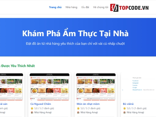 Website đặt món ăn,đặt món ăn,code web đặt món ăn