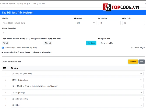 .NET MVC,Quản lý và kiểm tra từ vựng tiếng Trung,PostgreSql,code phần mềm quản lý C#,Học từ vựng tiếng Trung,full code phần mềm quản lý