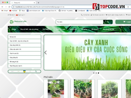 web bán cây cảnh,web bán hàng,php,mysql,opencart