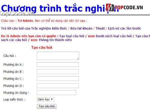 website thi trắc nghiệm,Thi trắc nghiệm,trắc nghiệm asp.net,trắc nghiệm online,Web thi trắc nghiệm,code web trắc nghiệm