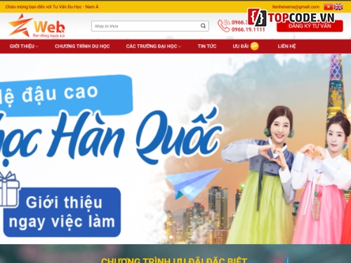 Full code webstite về tư vấn du học Hàn Quốc,Full code web giáo dục,mẫu website về du học,web tư vấn du học