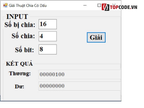 winform,C#,giải thuật chia có dấu,thuật toán chia có dấu,kiến trúc máy tính,nhị phân