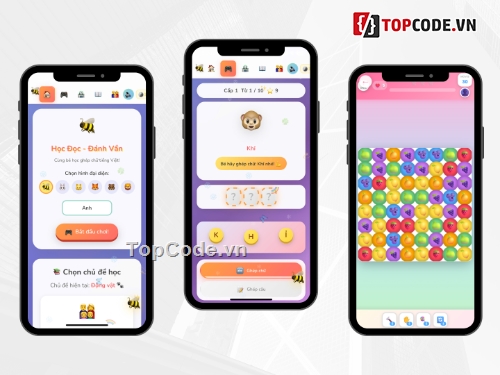 source code game học tiếng việt,game giáo dục trẻ em,học đọc đánh vần,game ghép chữ,candy crush clone,edtech vietnam
