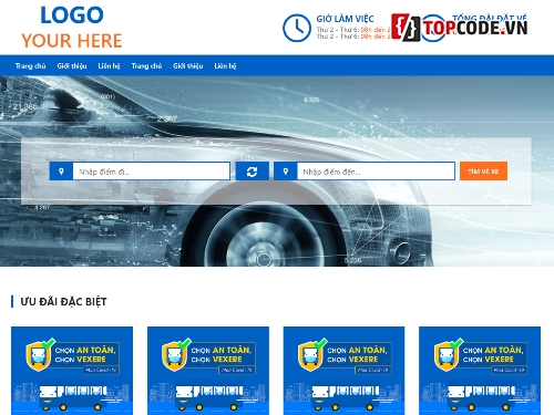 web bán xe hơi,web bán vé xe,Giao diện website bán vé xe