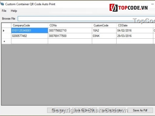 đọc ghi file pdf,in mã vạch,mã vạch kê khai Hải quan,Phần mềm in mã vạch,in mã vạch bảng kê khai