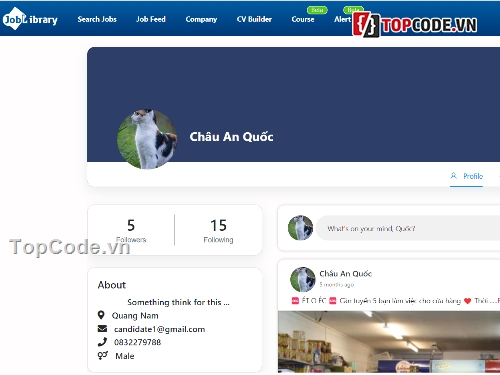 Joblibrary,tạo cv,facebook newsfeed,video call,code website đẹp