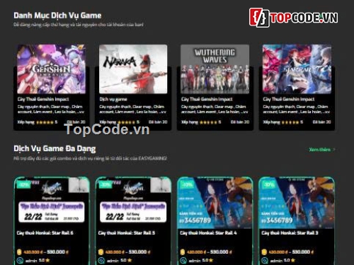 Games,code website game,dịch vụ games,cày thuê games,code web tài khoản game,Sharecode Website Dịch Vụ Tài Khoản Games Cực Xịn