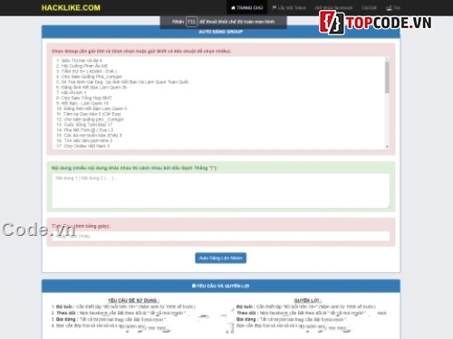 auto like facebook,Hệ thống auto đa chức,code auto like,share code bot like,code auto like fb