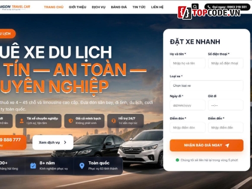 website thuê xe,website chuẩn SEO,web thuê xe,web du lịch