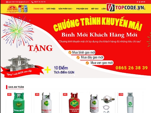 web bán phụ kiện,website bán hàng,website bán bếp gas,website bán gas