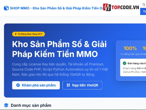 source code bán hàng,shop mmo php,website bán sản phẩm số,auto giao hàng php,bán key license tự động