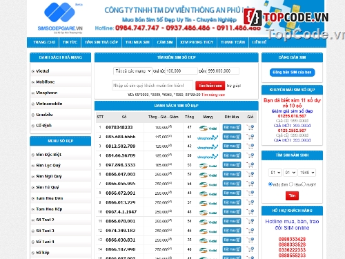 web sim số đẹp,website bán sim đẹp,code bán sim,website bán sim số