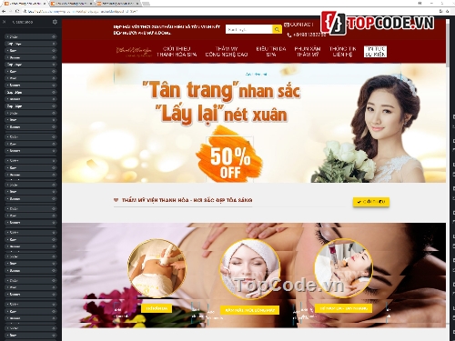 website spa làm đẹp,thẩm mỹ viện spa,Code web spa,web giới thiệu thẩm mỹ viện