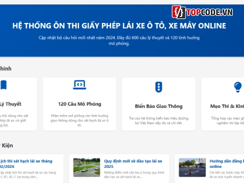 Mô phỏng 120 tình huống giao thông,600 câu hỏi lý thuyết GPLX,Thi mô phỏng 120 chuẩn Bộ GTVT,WordPress Theme,Video WordPress Theme