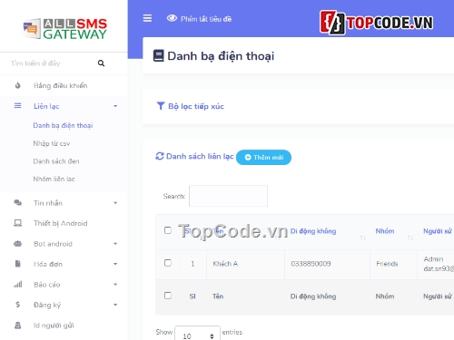 SMS,gửi sms,spam sms,bot sms,cổng sms api,Ứng dụng gửi SMS