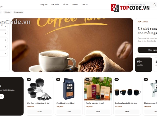 giao diện cực đẹp,web bán cà phê,web cà phê