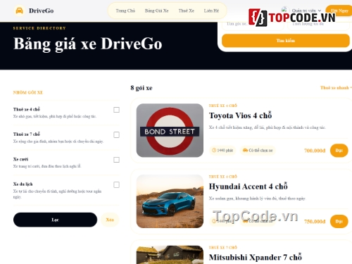 web đặt xe,web thuê xe,thuê xe