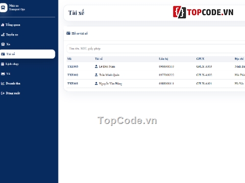 web,web quản lý,quản lý vận tải