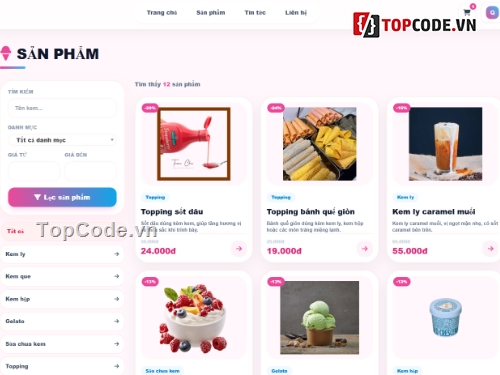 Web bán bánh kem,Website bán hàng,bán kem
