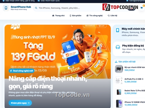 Web điện thoại,bán hang,code hay