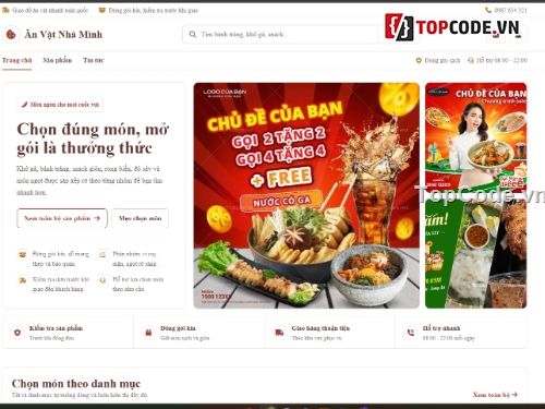 Website đồ ăn,bán đồ ăn vặt,đồ ăn
