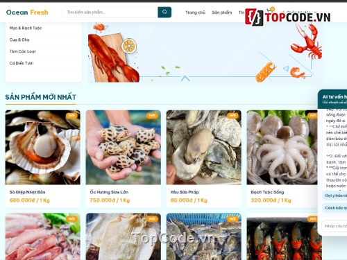 Web bán hải sản,hải sản,tích hợp