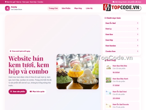 Web bán bánh kem,bán kem,website bán kem