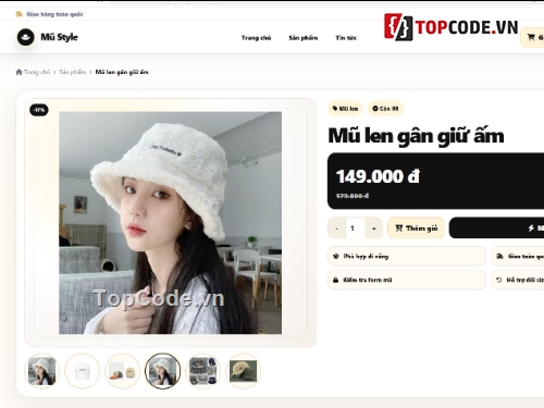 Web thời trang,Web bán mũ,mũ