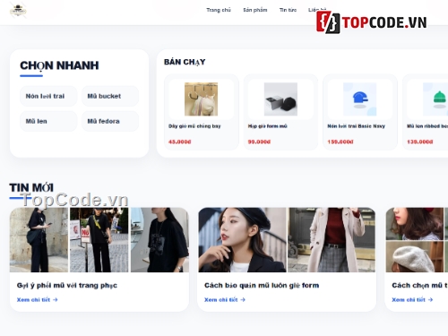 Web thời trang,Website php,Web bán mũ