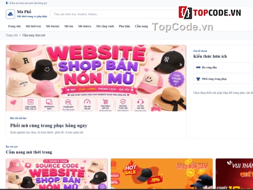 Web thời trang,Website php,Web bán mũ