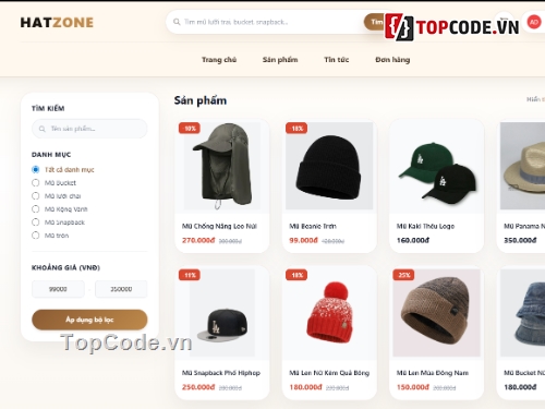 bán mũ,cửa hàng bán mũ,code bán mũ