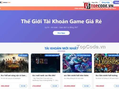 Web game,bán tài khoản,giao diện game,Website game
