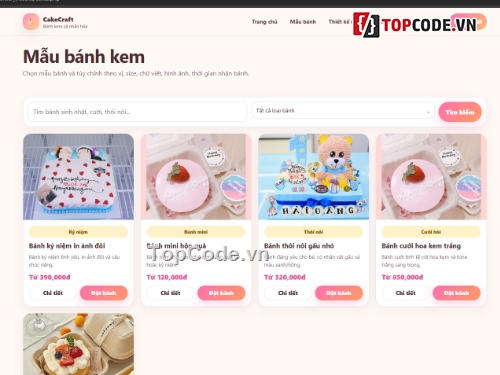 thiết kế,Web bán bánh kem,Web bánh kem