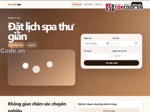 đặt lịch spa,spa,website spa