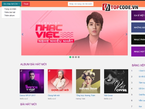 source code      database,Website nghe nhạc,Website âm nhạc PHP,Website âm nhạc,Website nhạc