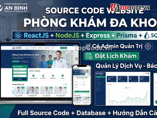 website phòng khám,source code phòng khám,react nodejs,quản lý phòng khám,website y tế,đặt lịch khám