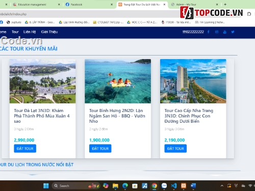 Website đặt tour,Website du lịch,php thuần,báo cáo đồ án,web du lich php