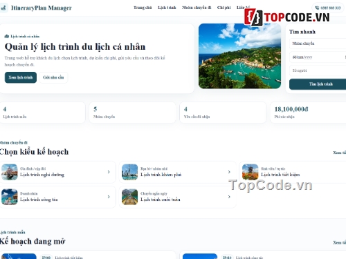 web quản lý,quản lý du lịch,quản lý cá nhân